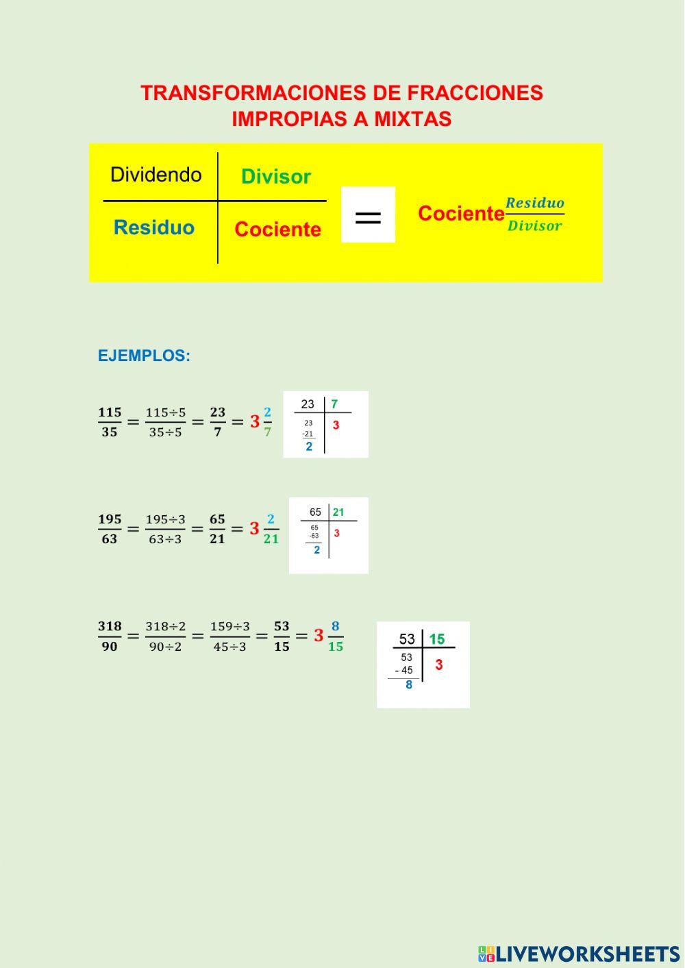 Fracciones impropias