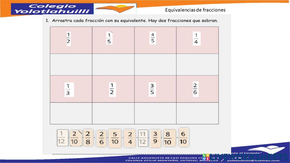Equivalencia de fracciones