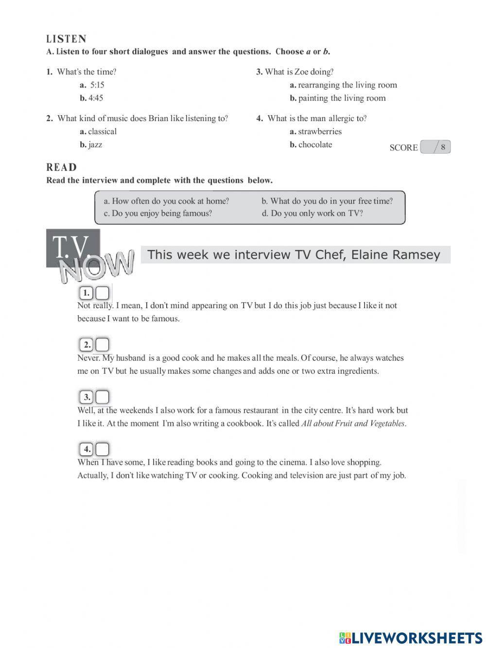 Elementary Test A1