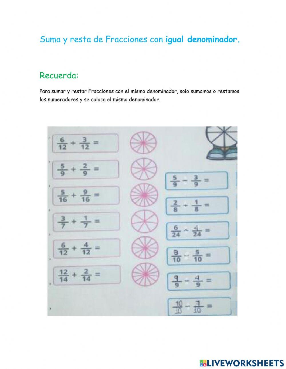 Suma y resta con el mismo denominador
