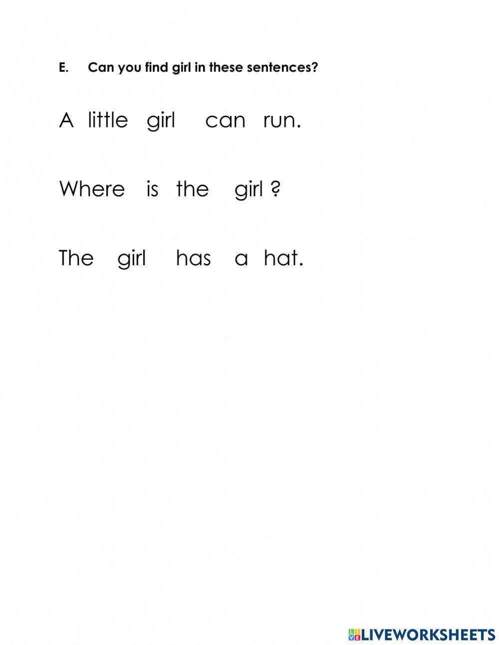 Sight word - girl