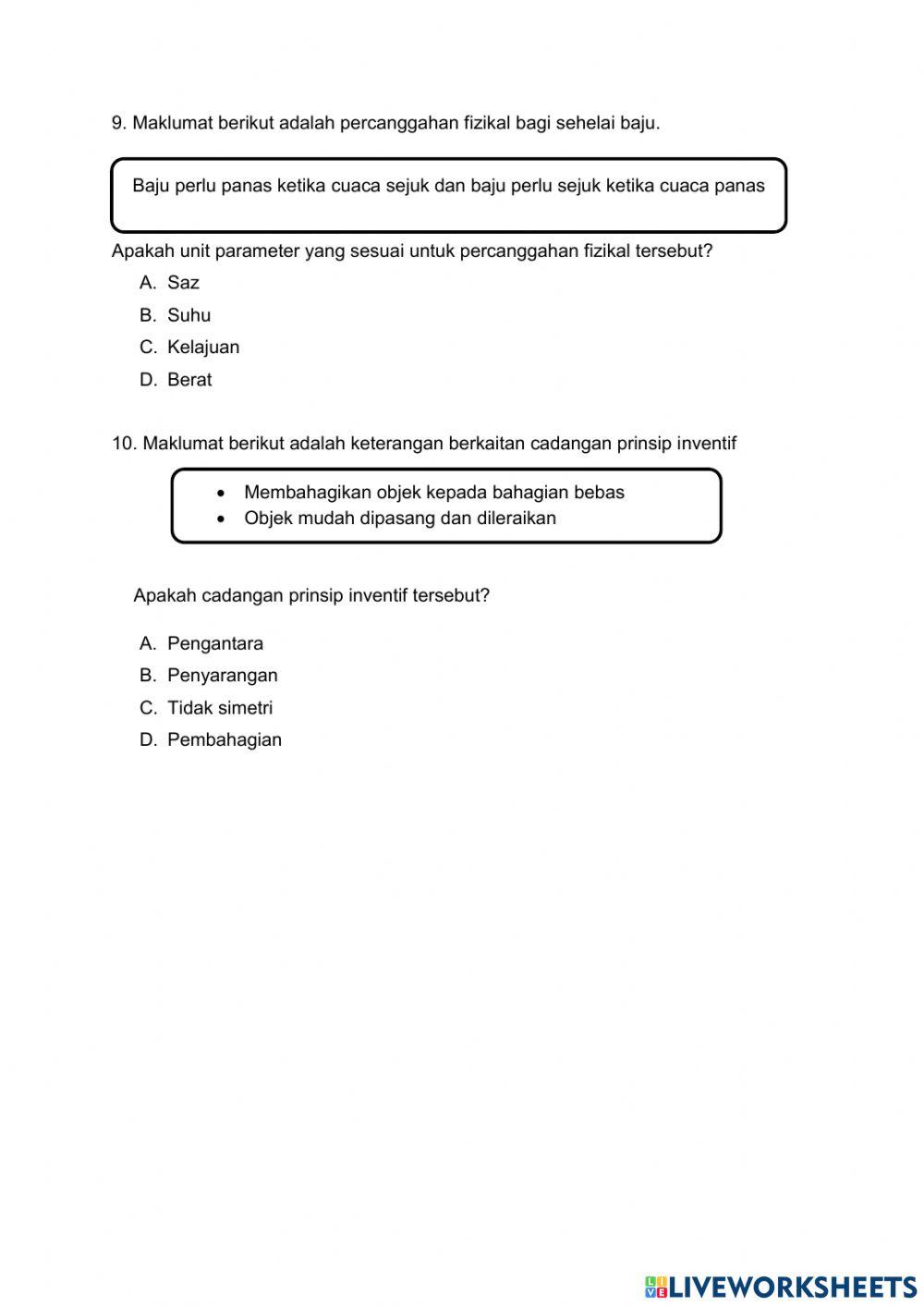 PENYELESAIAN MASALAH INVENTIF (Bahagian A)