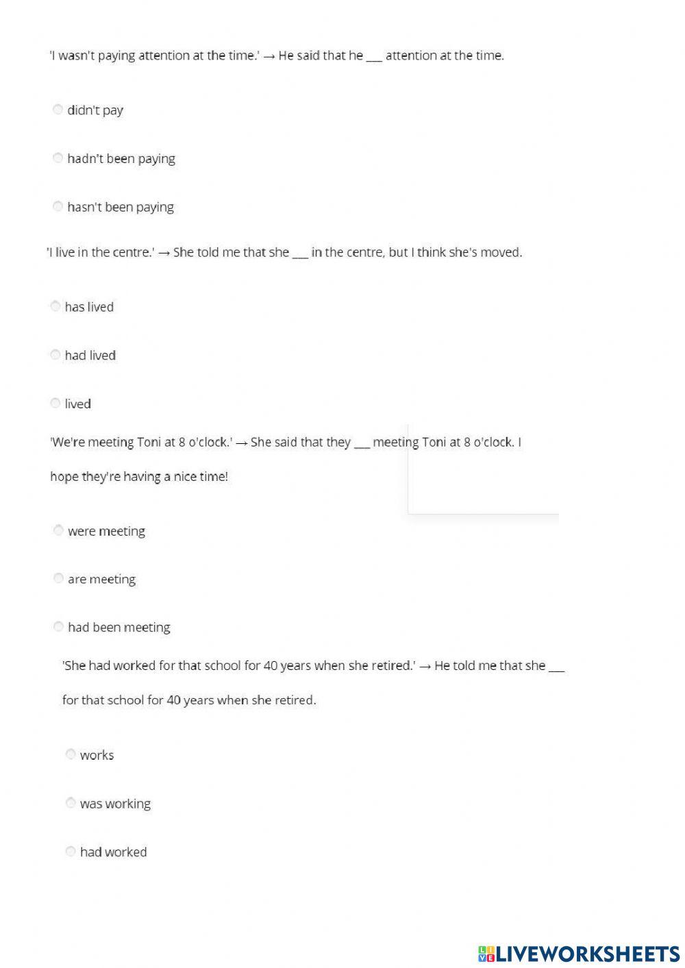 Reported speech statement