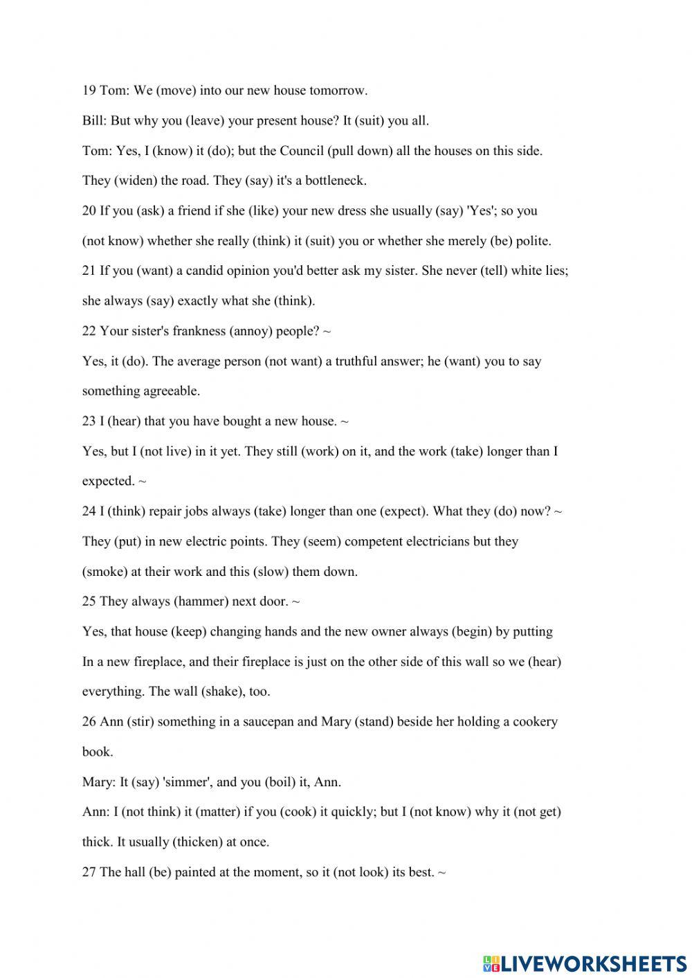 Test present continuous present simple thomson