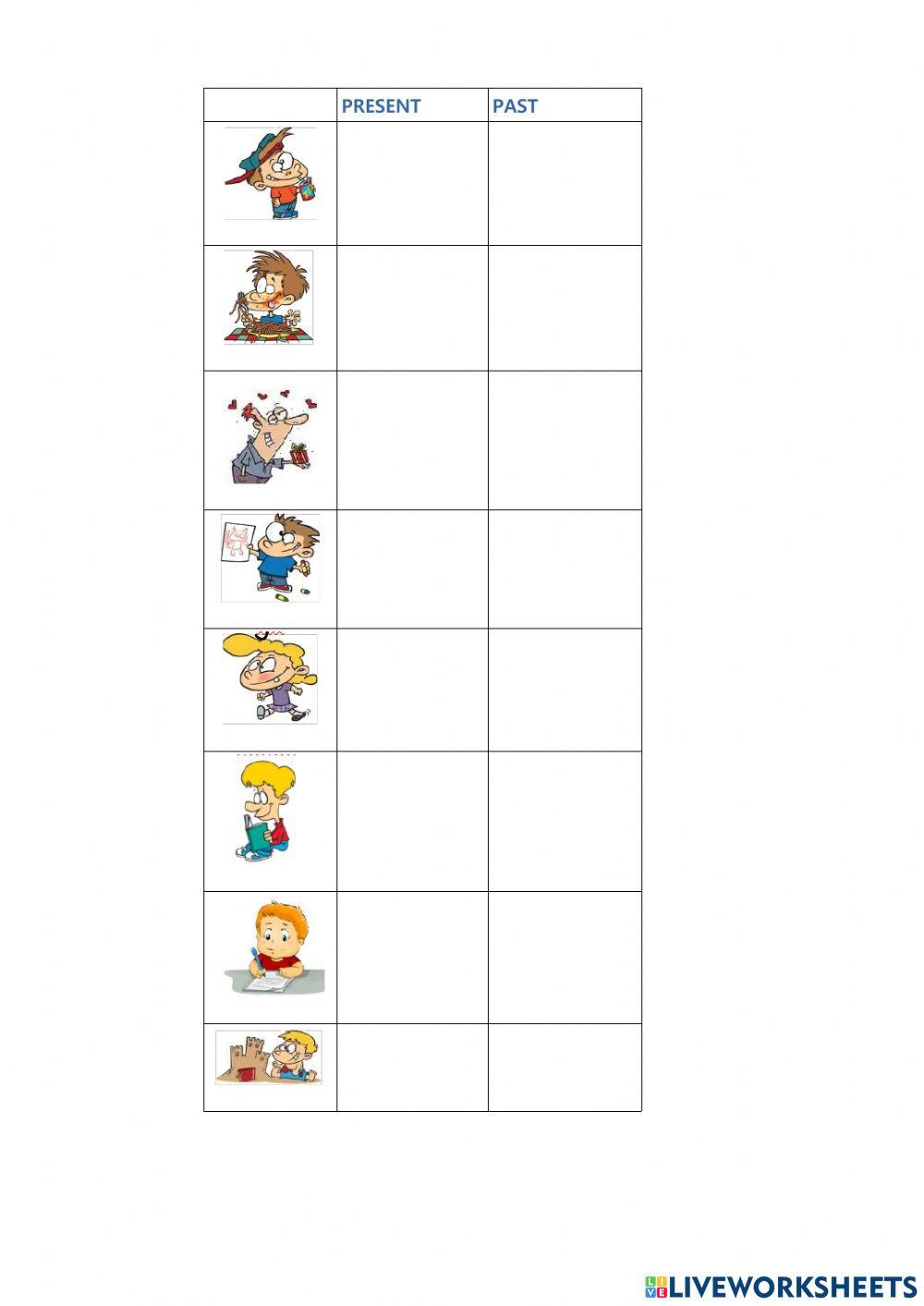 Irregular past verbs