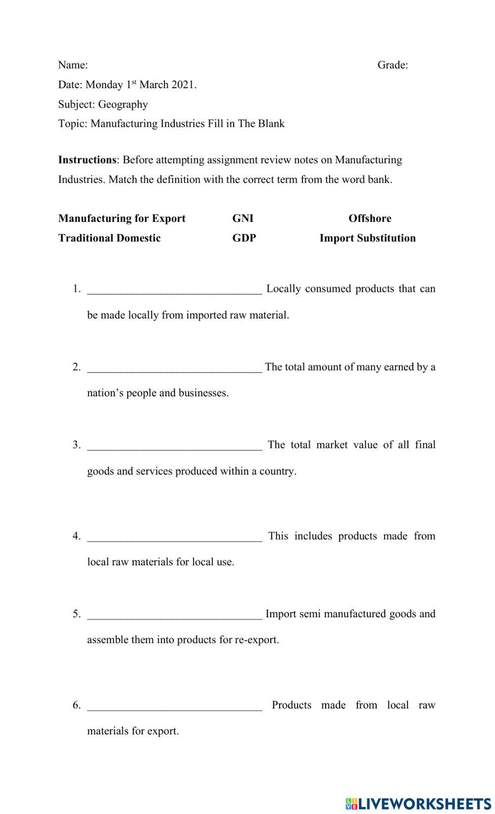 Manufacturing Industries