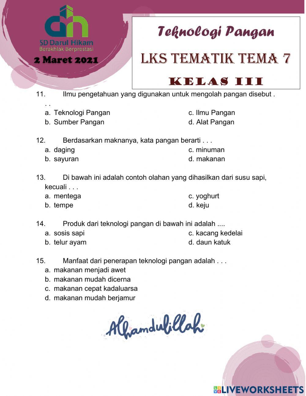 LKS Tematik Tema 7 - Teknologi Pangan