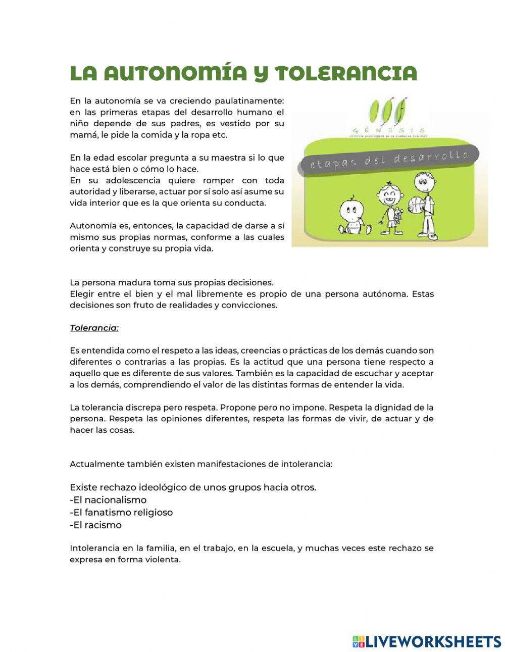 Autonomía y tolerancia