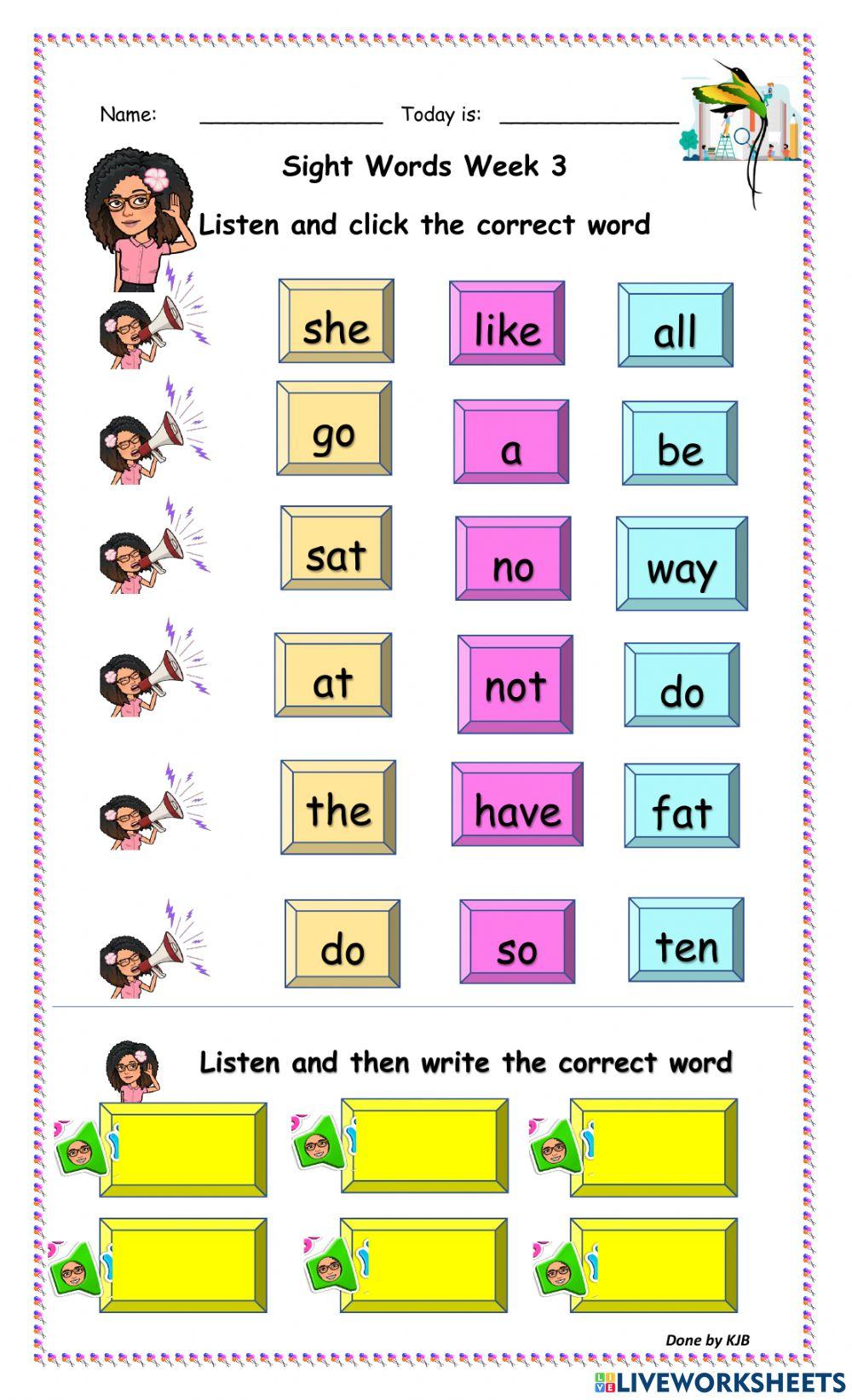 Identifying Sight Words 3