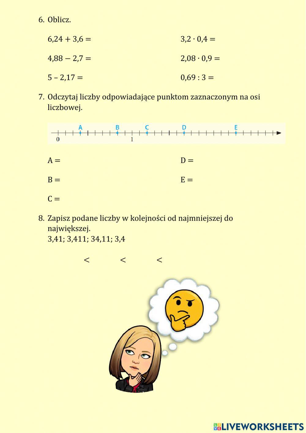Ułamki dziesiętne - powtórzenie