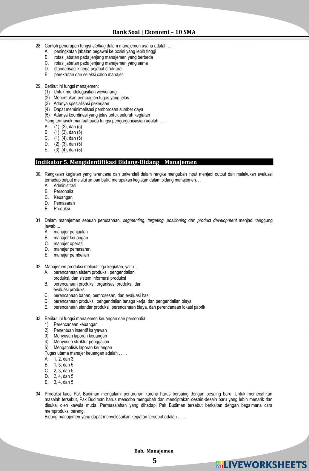 Latihan Soal Manajemen