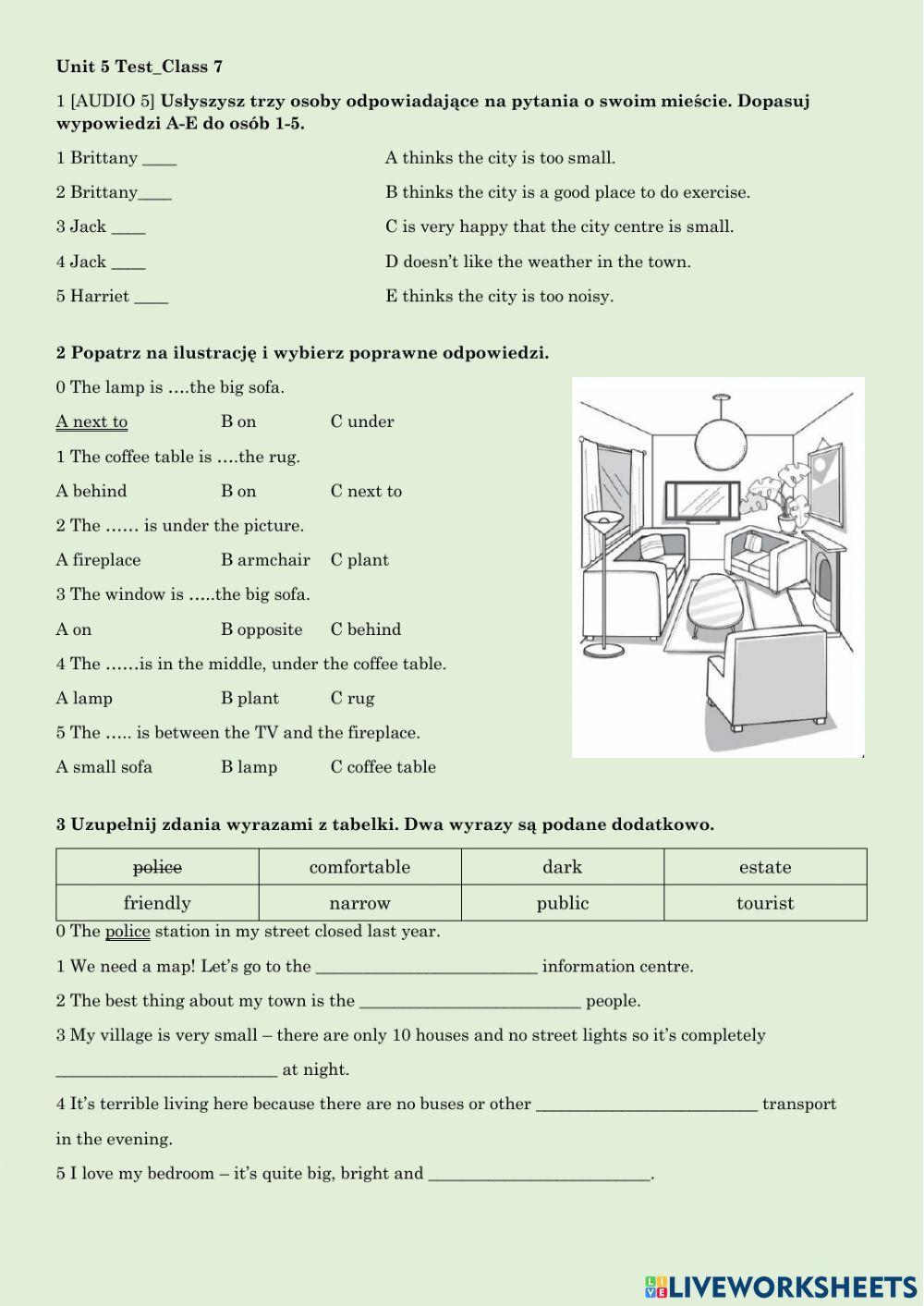 Unit 5 test-klasa siódma