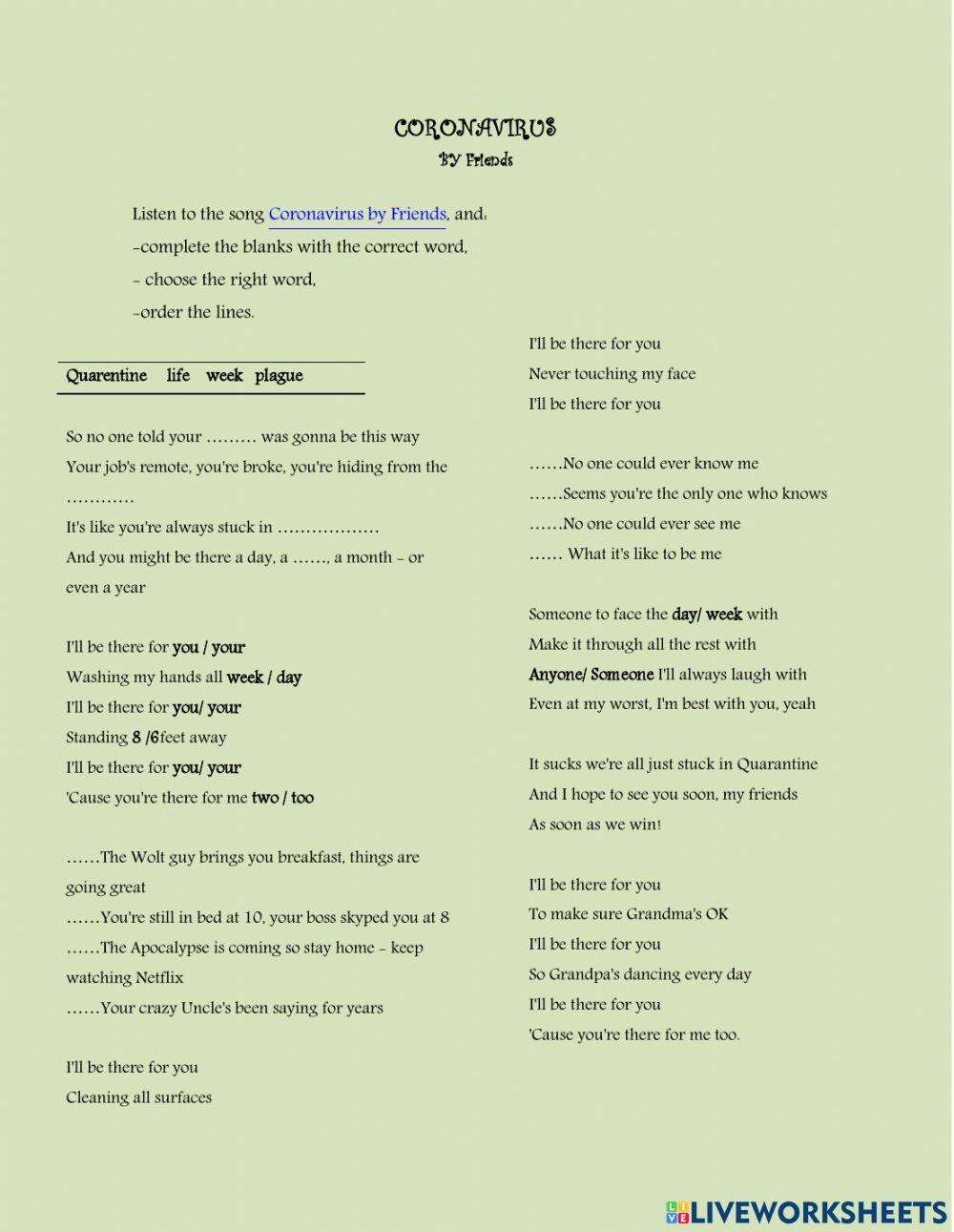 Listening: Coronavirus worksheet | Live Worksheets