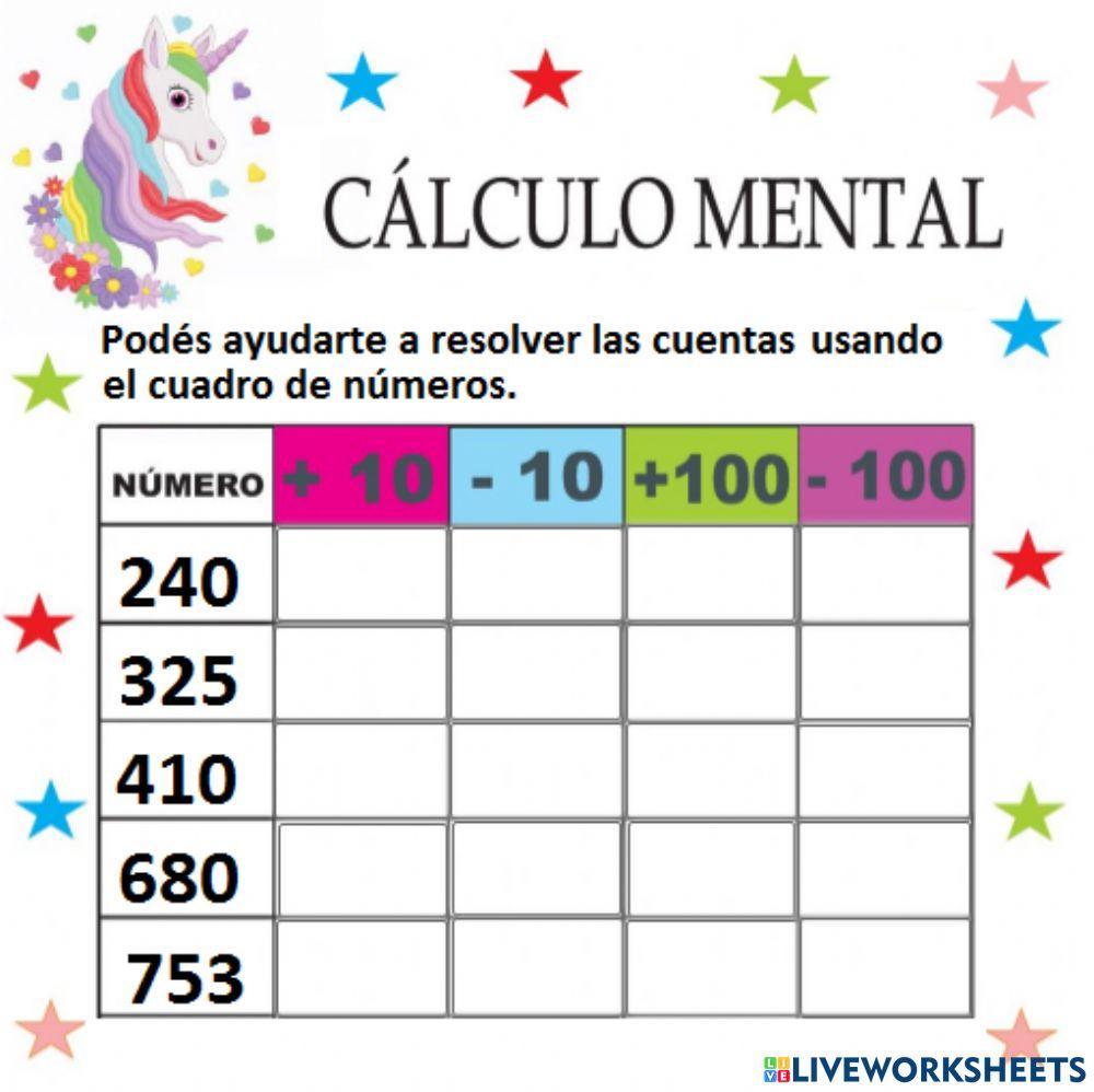 Cálculo mental Cálculo mental