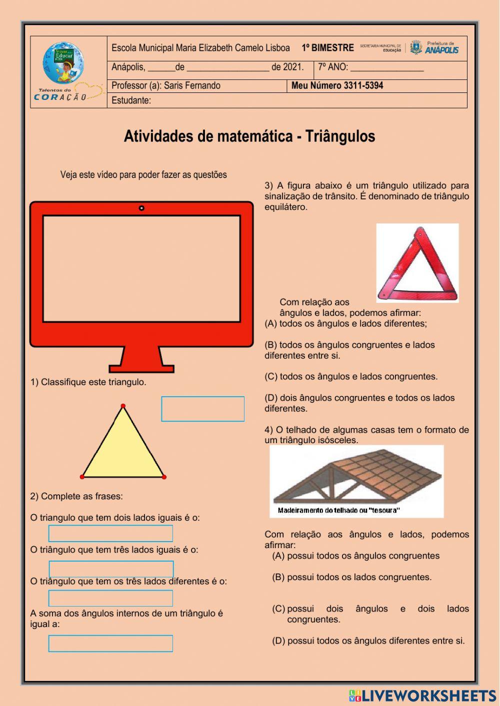 Classificação de triângulos