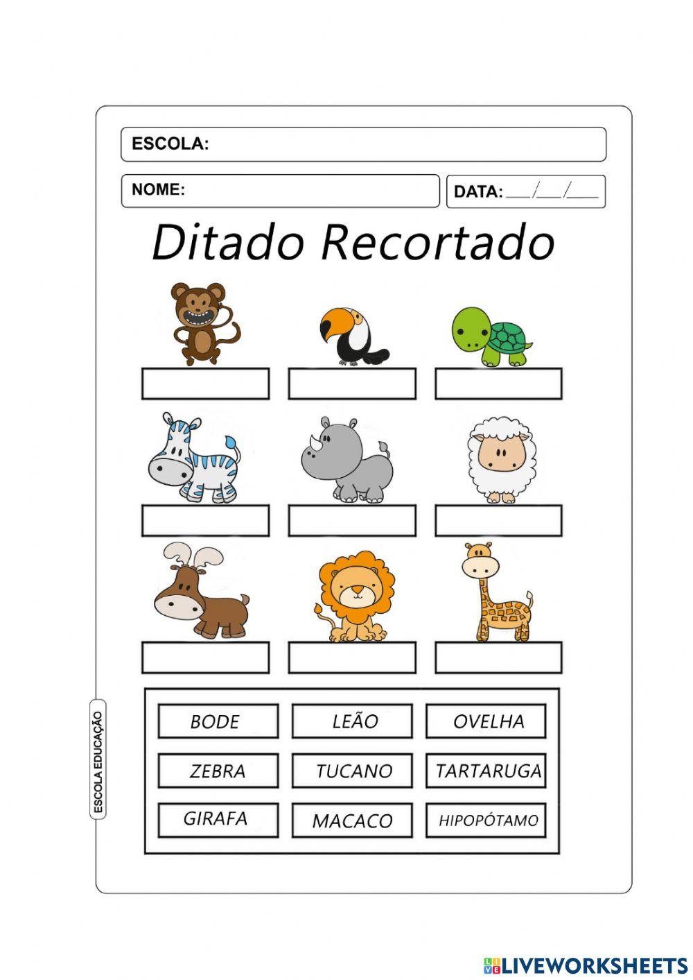 Arraste o nome dos animais