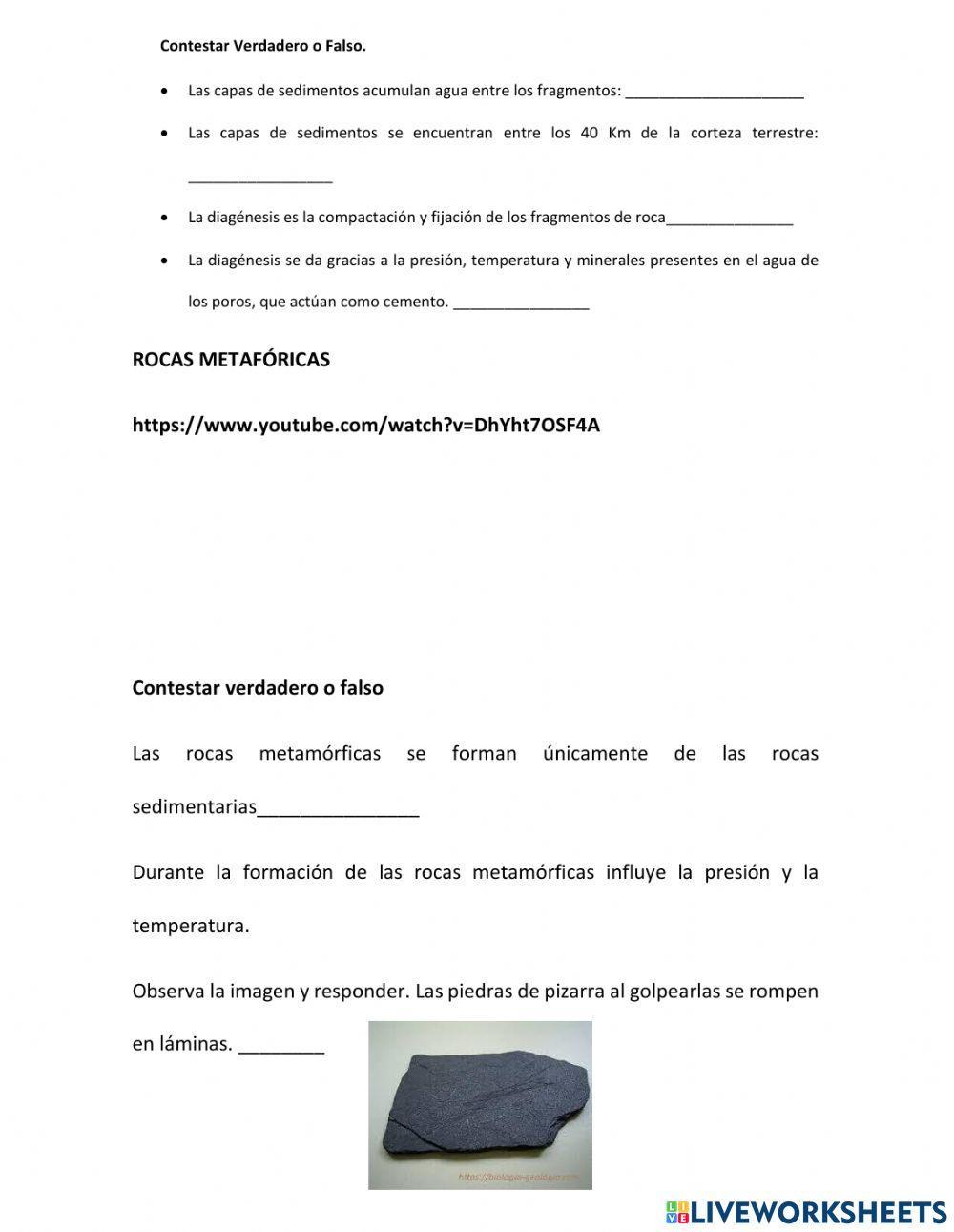 Rocas metamórficas y sedimentarias