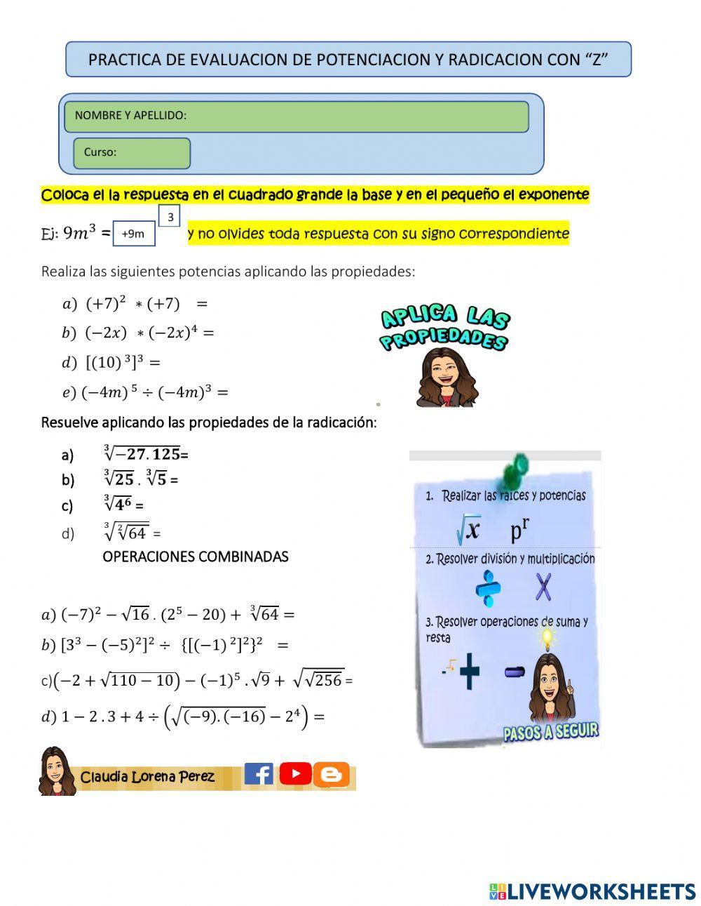 Potenciacion y radicacion con -Z-