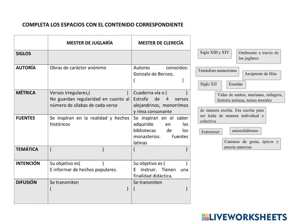 Actividad de español