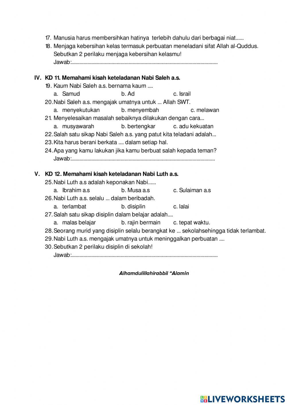 Pts pai kelas 2 semester genap tp 2020-2021 sd juara surabaya
