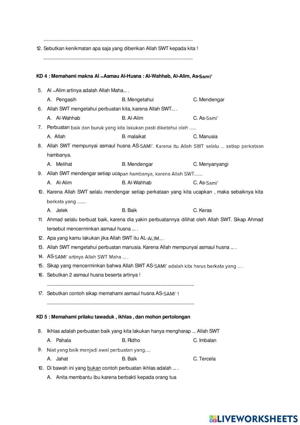 Pts pai kelas 3 semester genap tp 2020-2021 sd juara surabaya