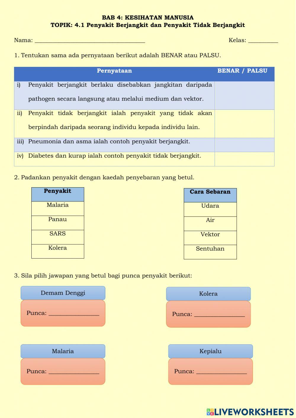 4.1 Penyakit Berjangkit dan Penyakit Tidak Berjangkit