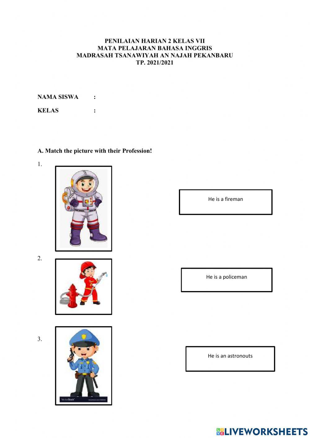 Penilaian harian 2 kelas 7