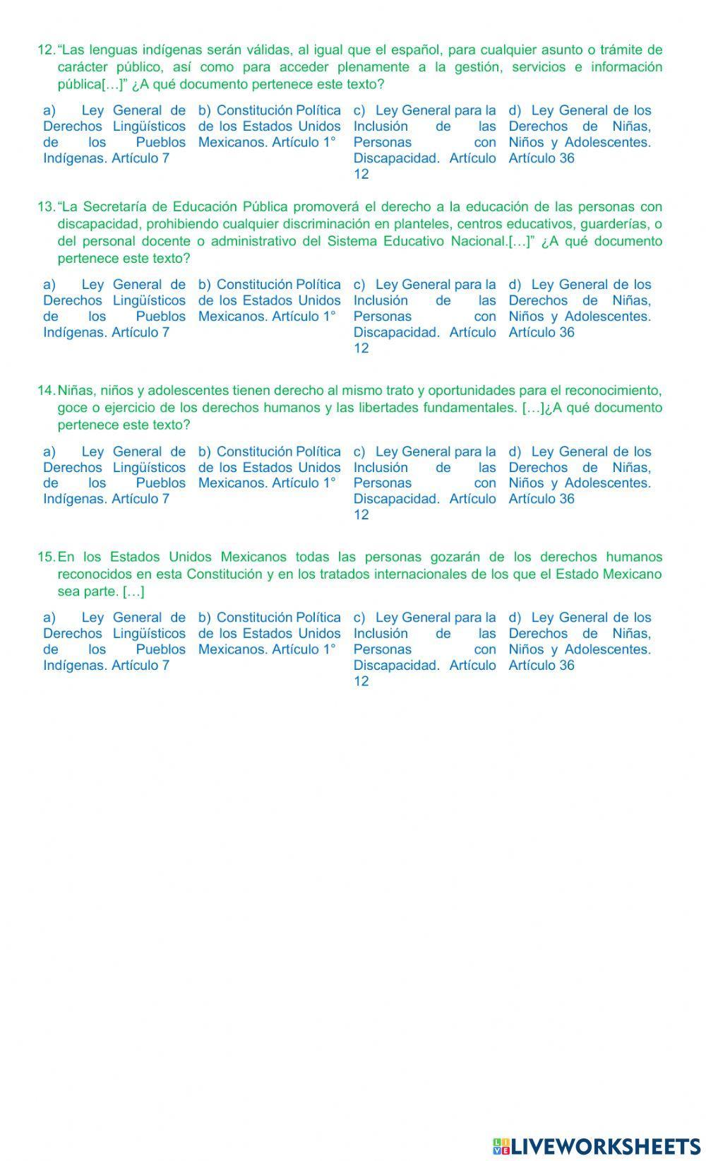 Examen de Formación Cívica y Ética