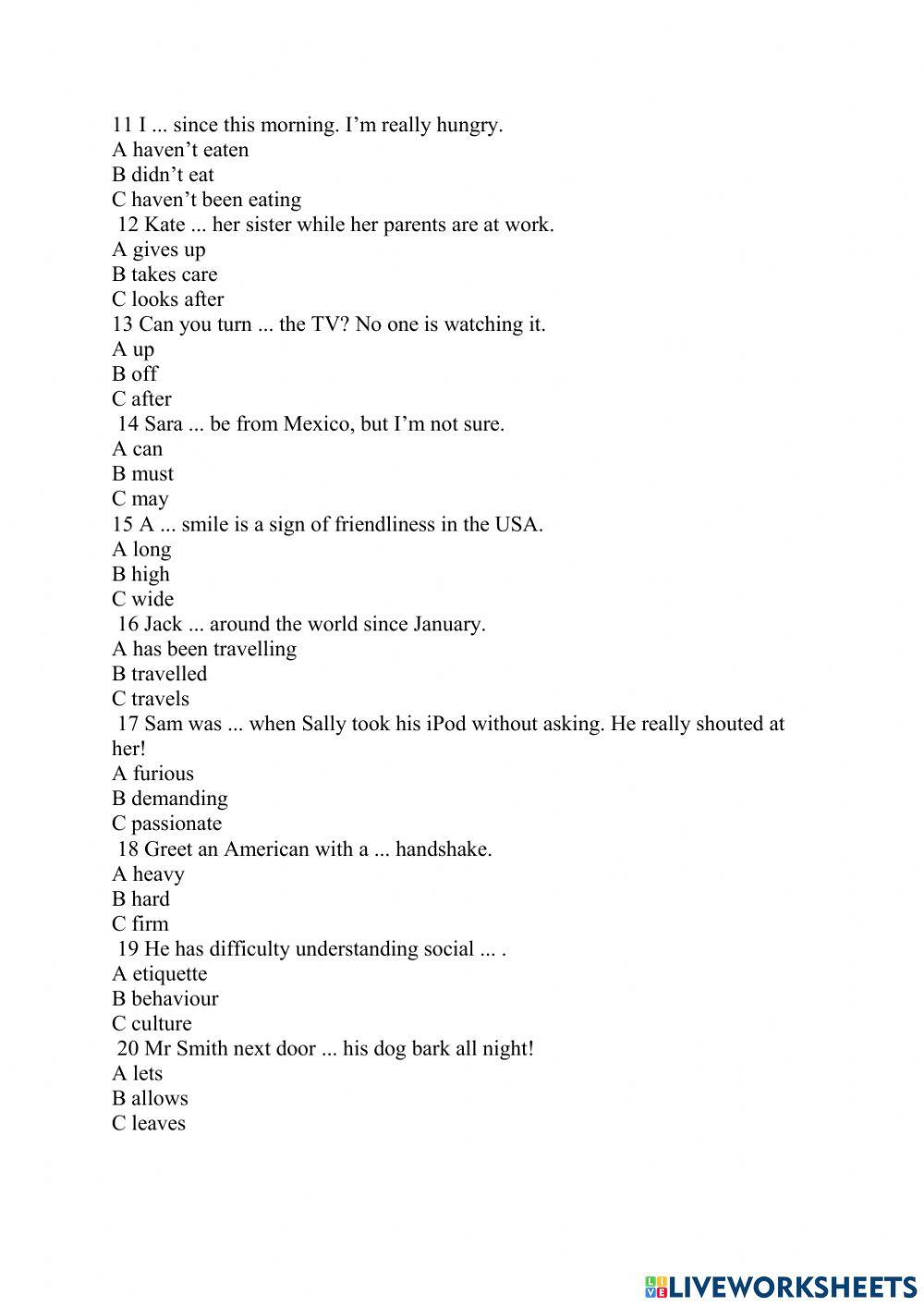 Test. Life experiences