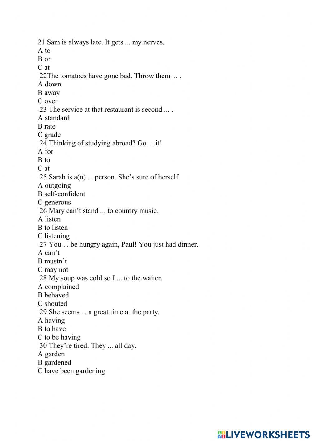 Test. Life experiences