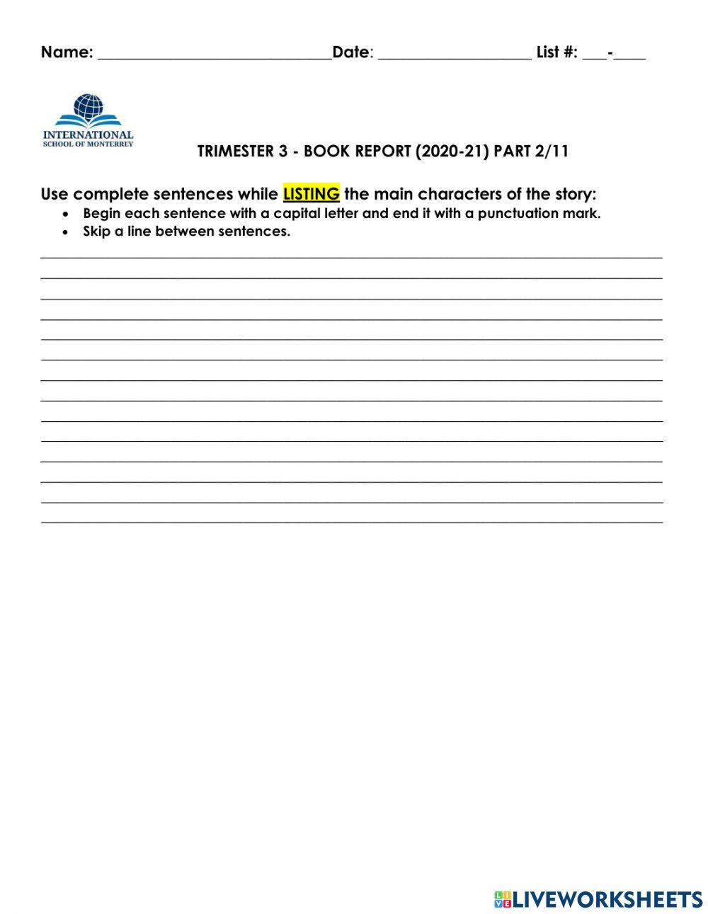 Book Report part 2 of 11