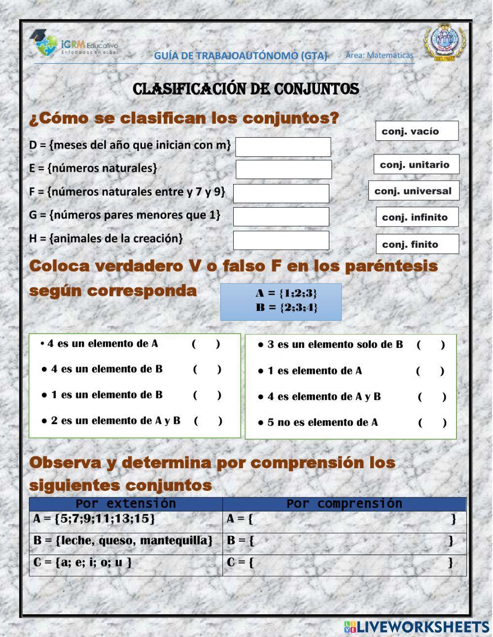 Clasificación de conjuntos