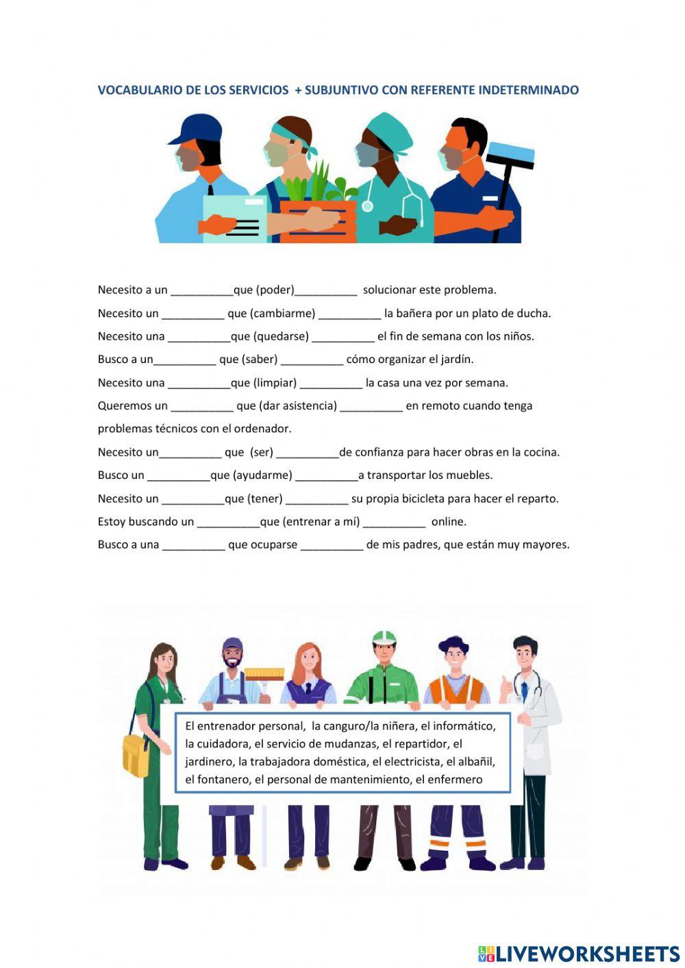 B1 servicios y subjuntivo