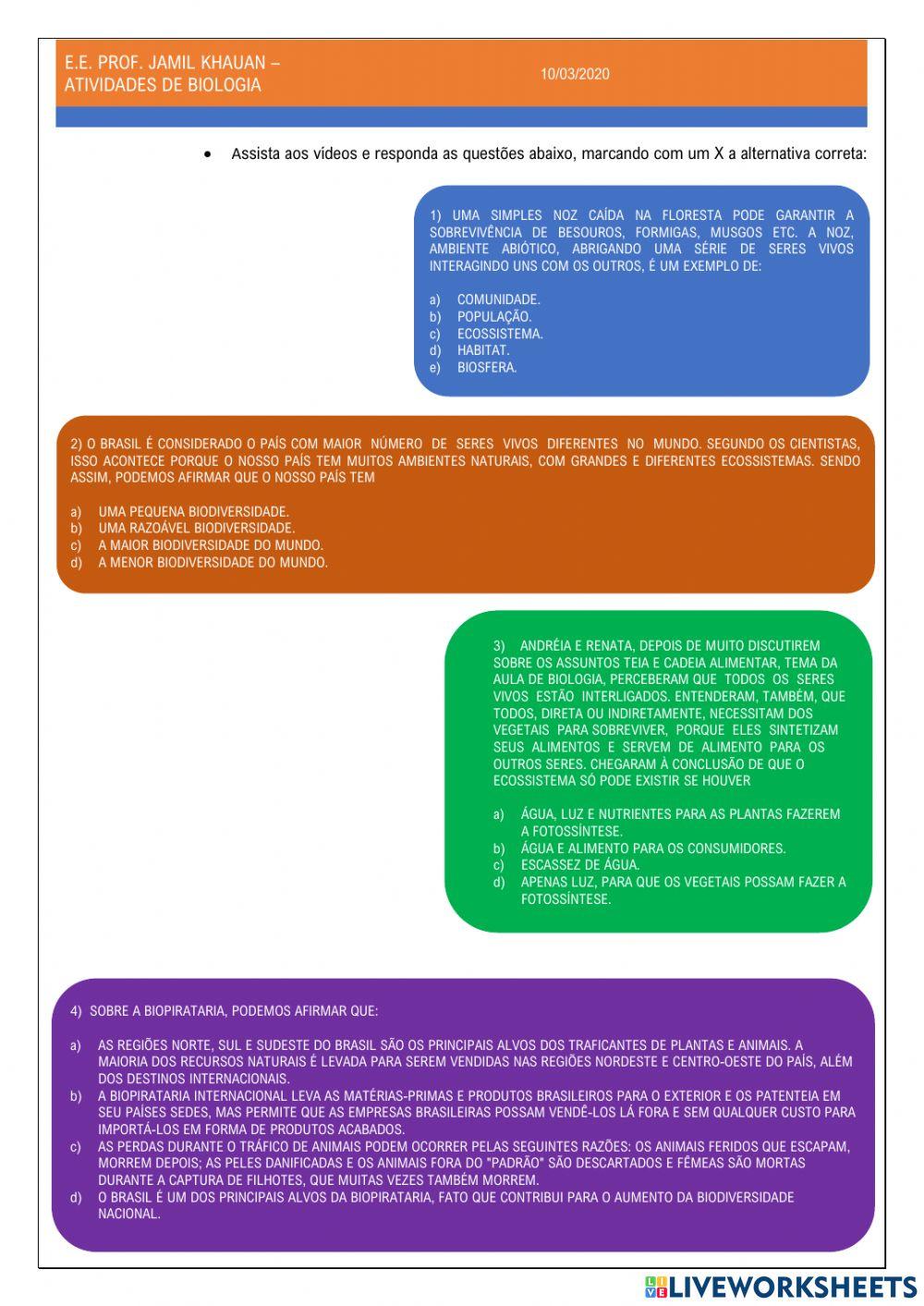 Biodiversidade e ecossistemas