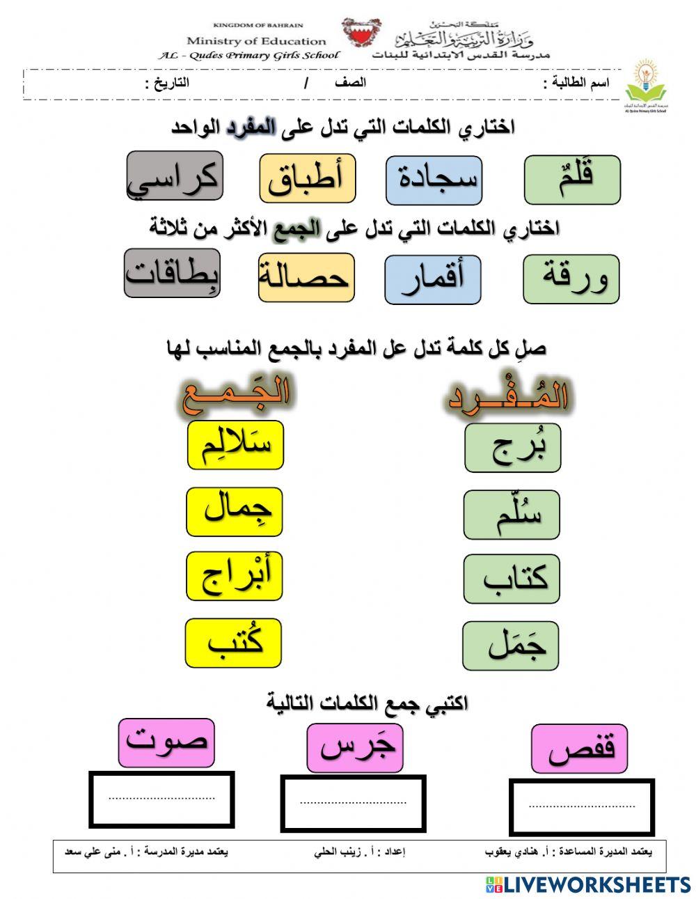 نشاط المفرد والجمع 