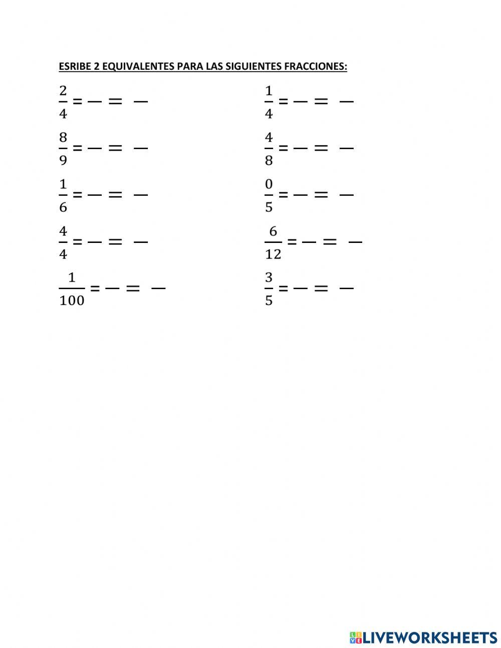 Crear fracciones equivalentes
