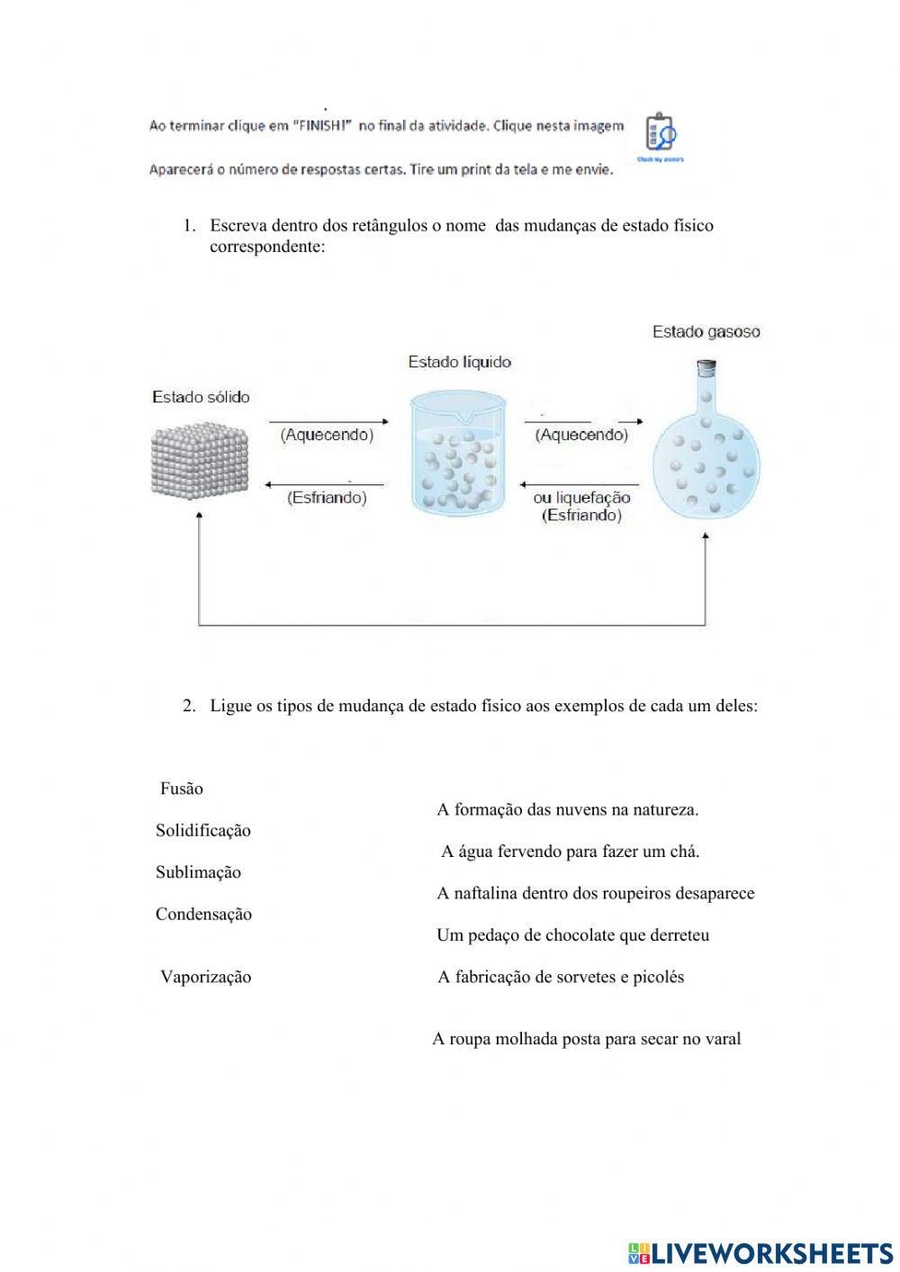 Mudanças de estado físico da matéria
