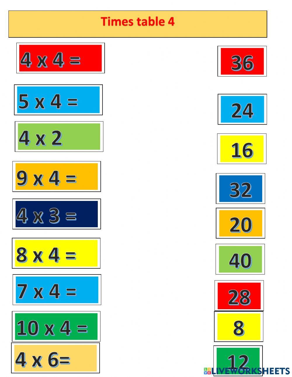 Times table 4