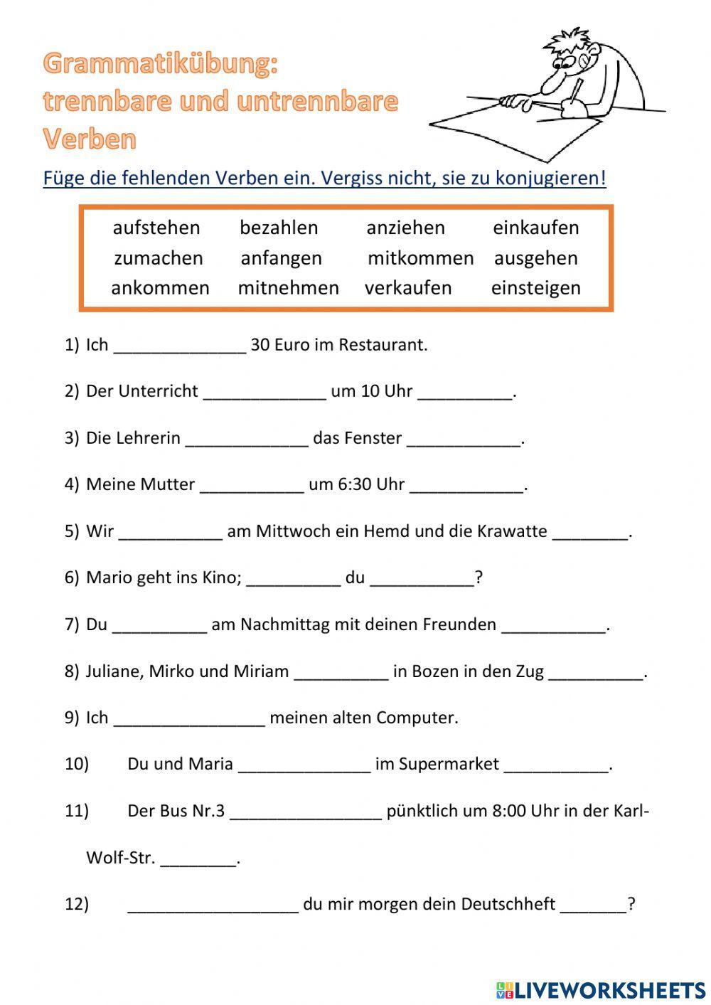 Trennbare-untrennbare Verben Trennbare-untrennbare Verben