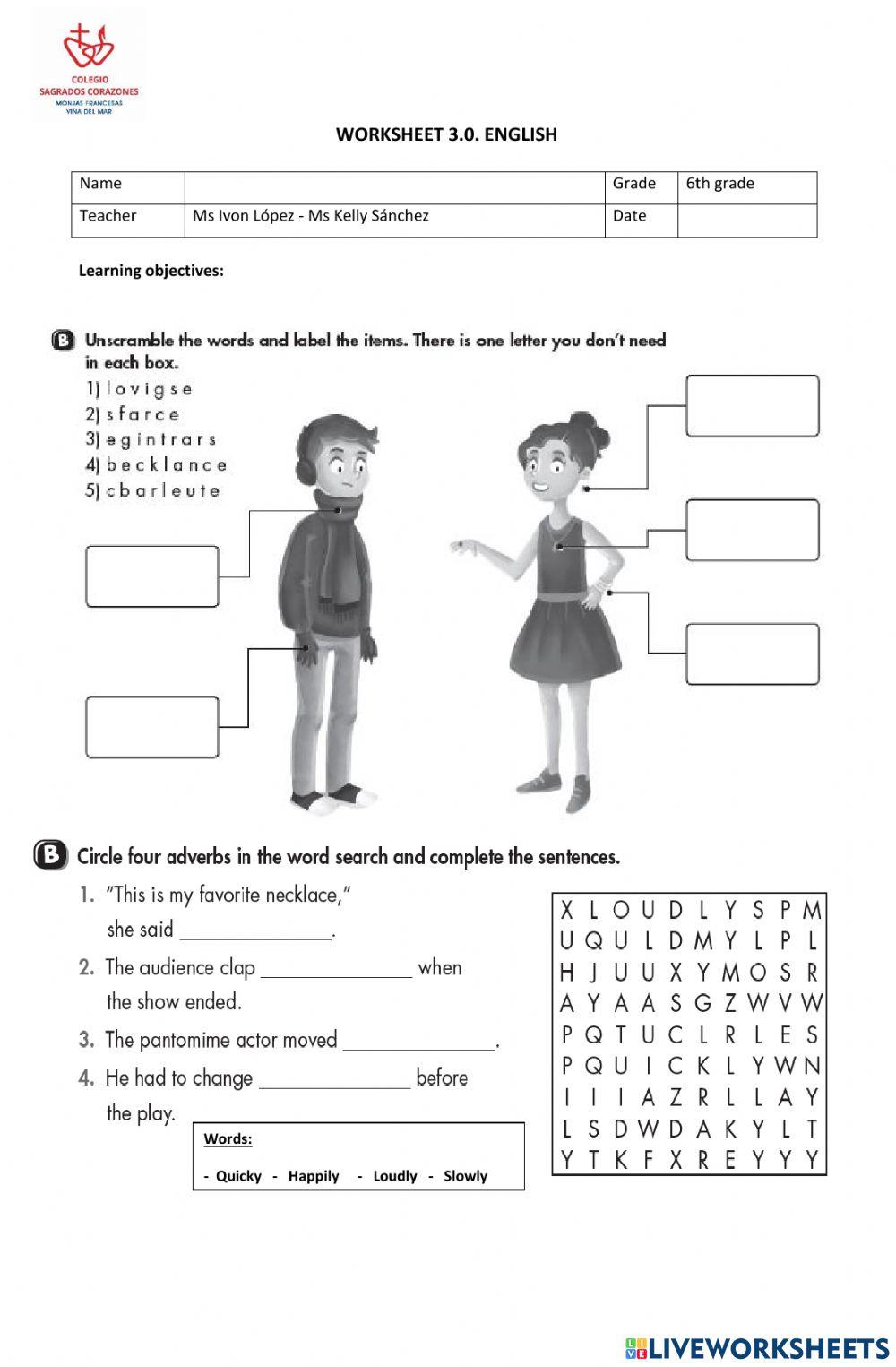 Worksheet 6th grade 3.0