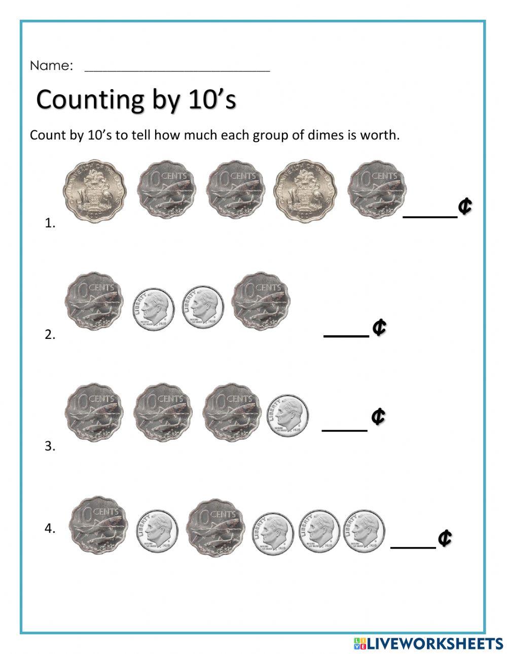802577 Counting Dimes L Moss LiveWorksheets