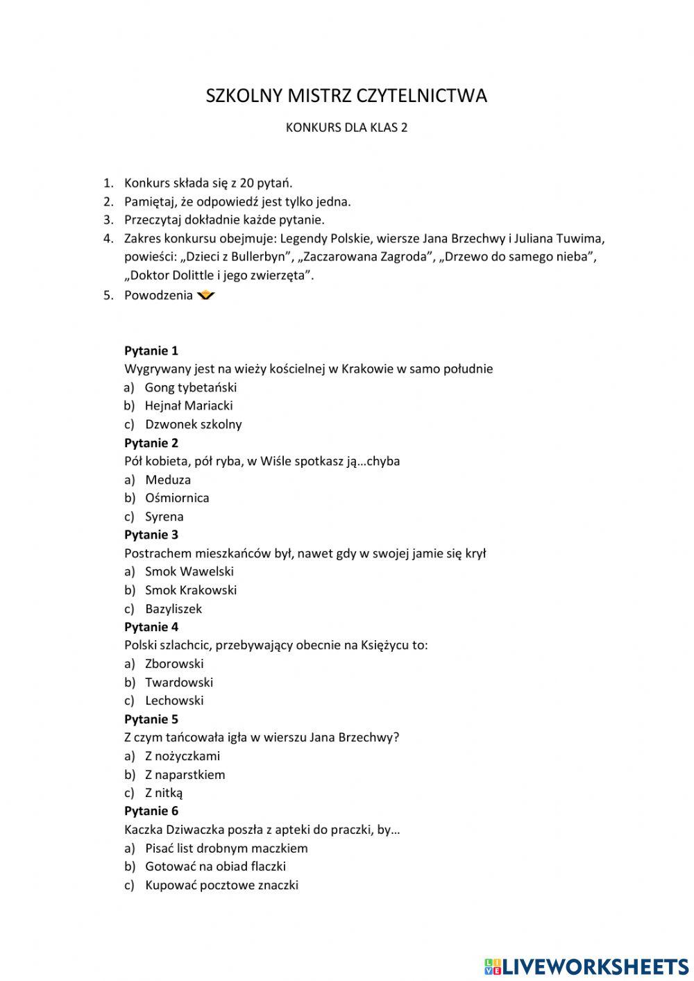 Szkolny mistrz czytelnictwa