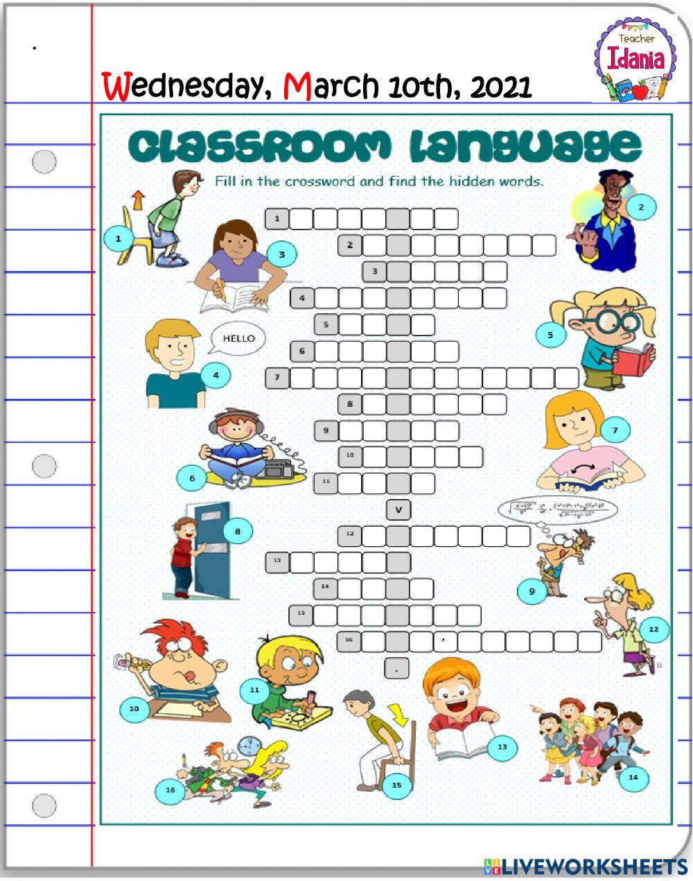 6472934 Classroom Language Crossword IEPT26 6472934 Classroom Language Crossword IEPT26