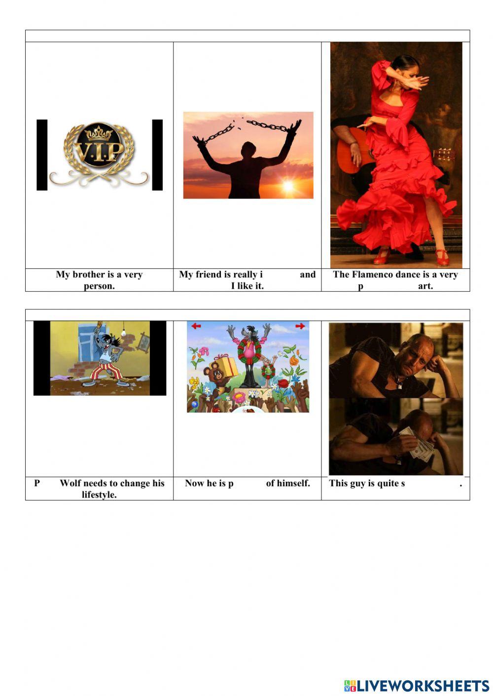 Adjectives: poor, important, hard-working etc