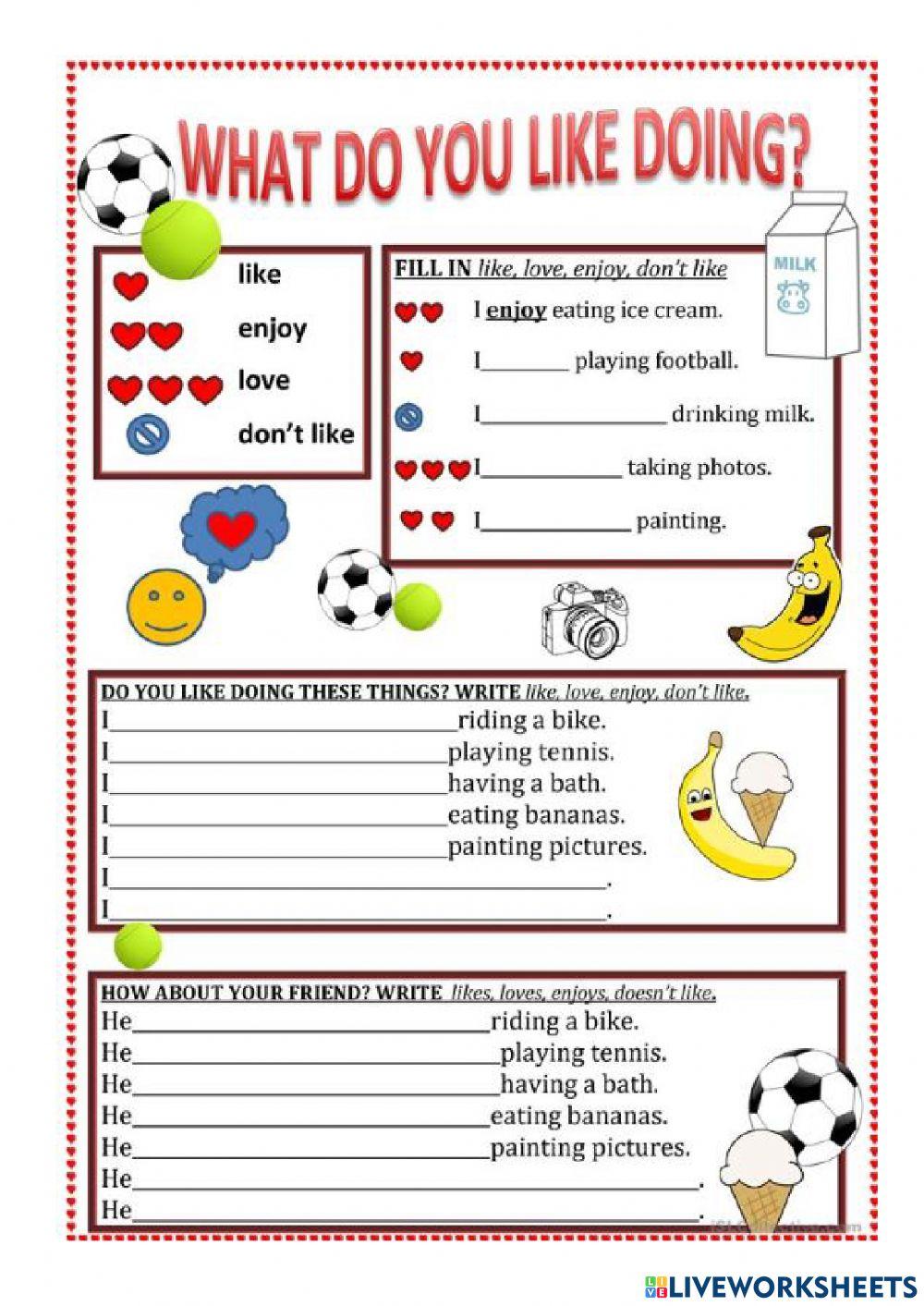 What do you like doing online exercise for live worksheets