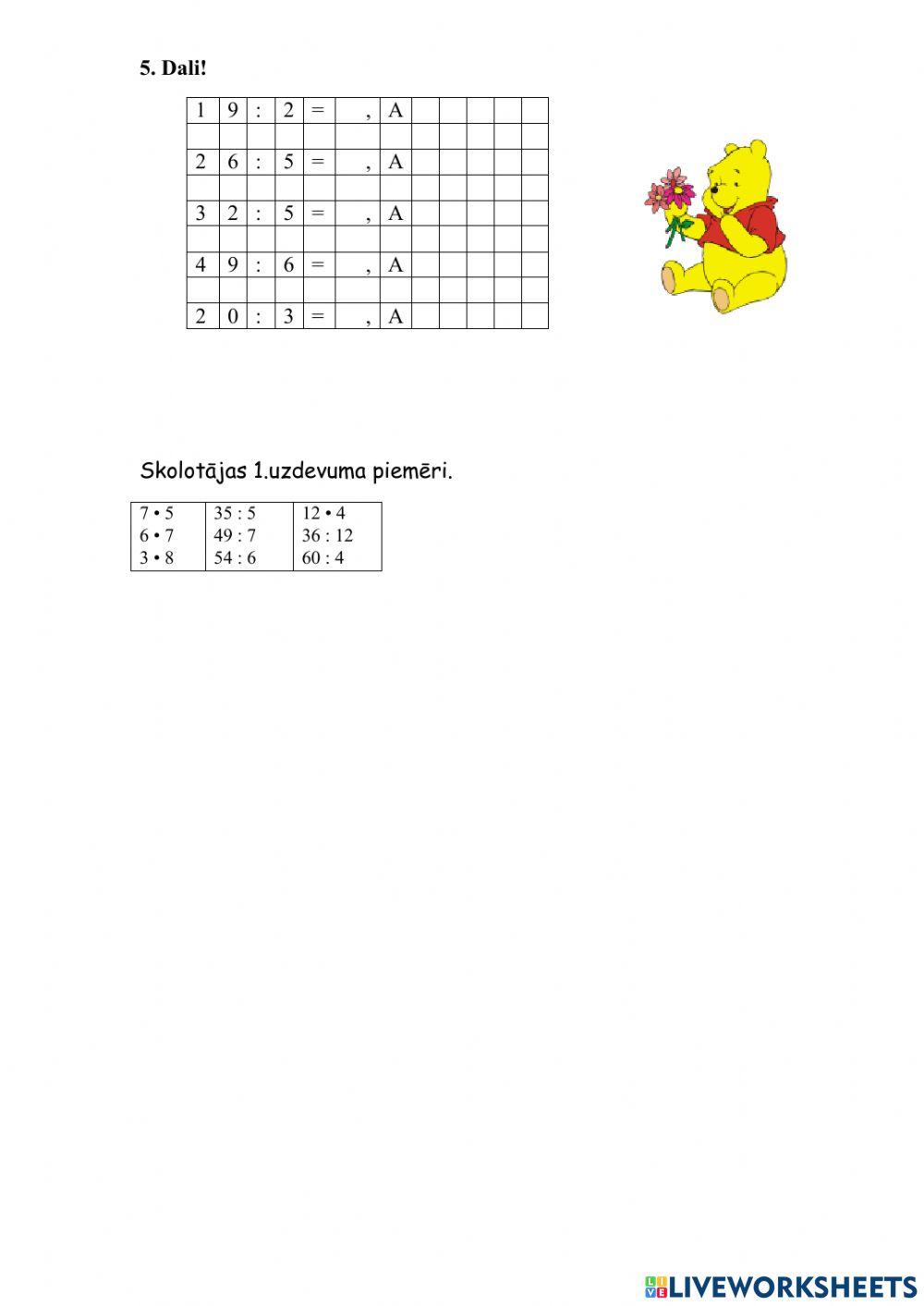 Dalīšana ārpus tabulas