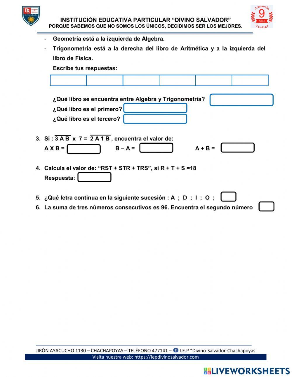 Razonamiento matematico