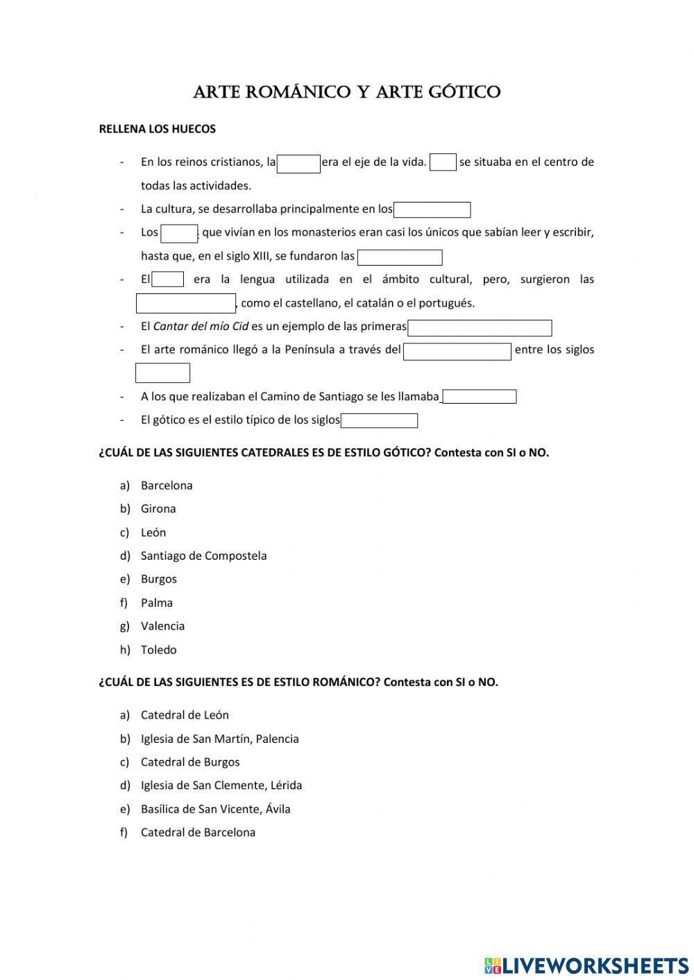 Arte románico y gótico