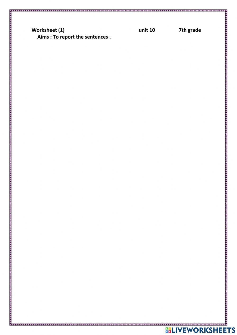 Reported speech worksheet