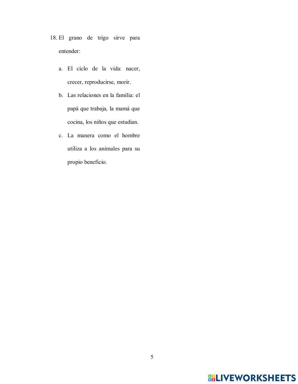 Comprensión de lectura La Gallinita Colorada